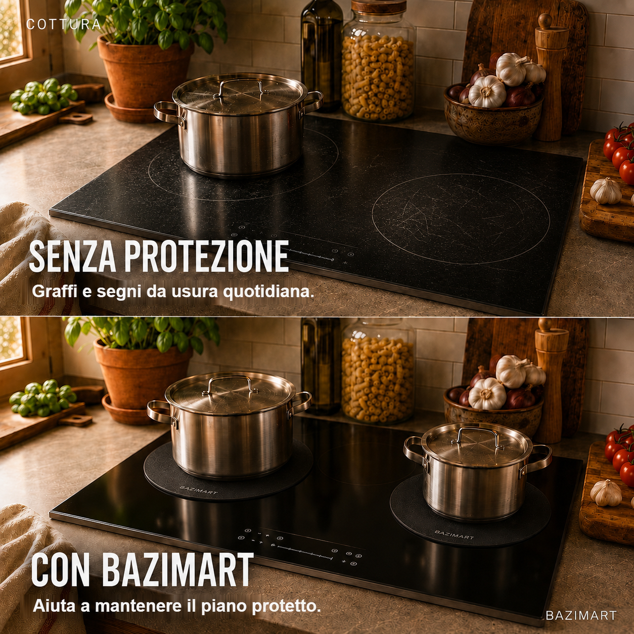 Prima e dopo — con e senza BAZIMART